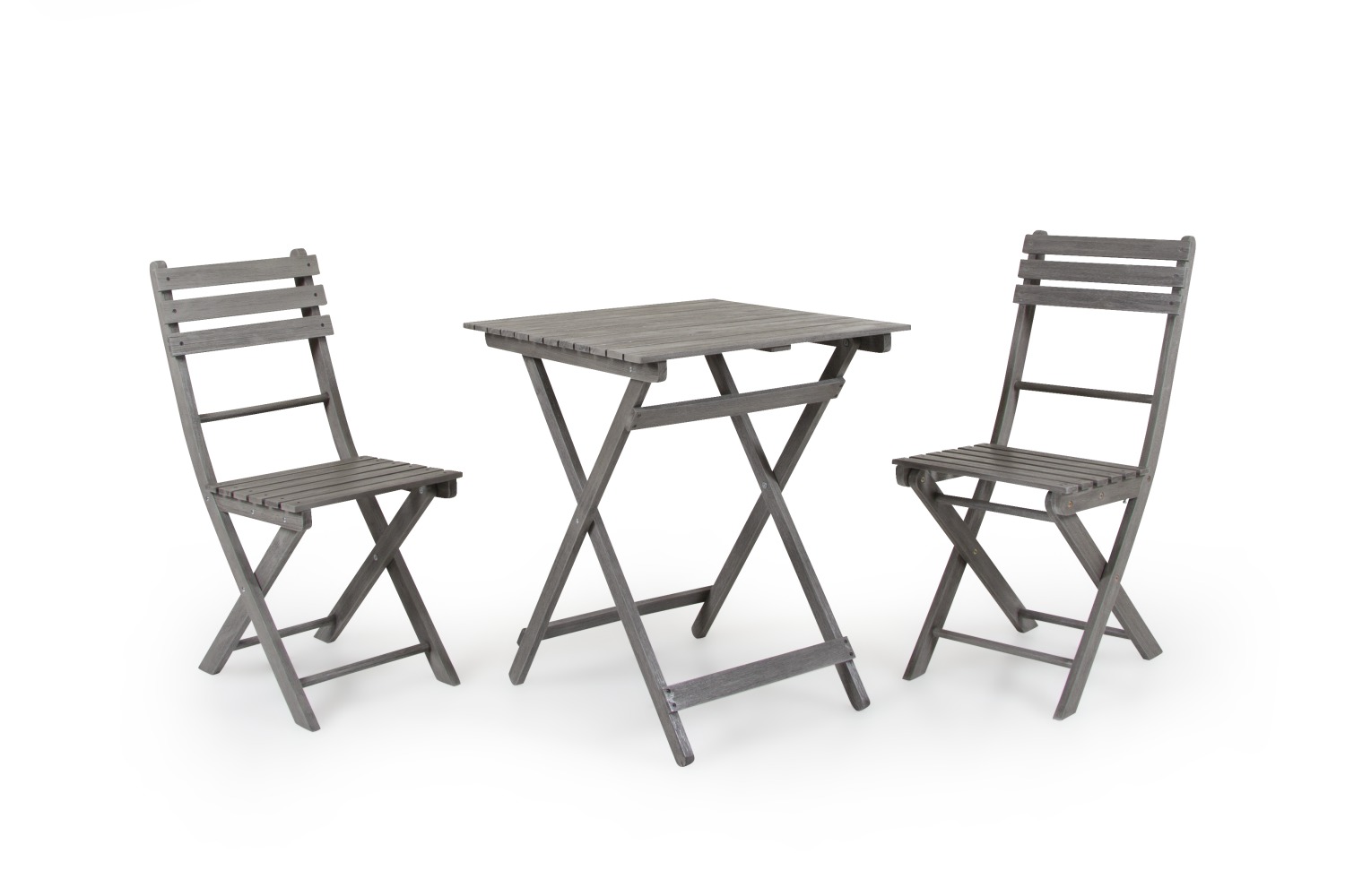 Brafab Bruton Caféset fällbart bord och stolar i grå akacia.