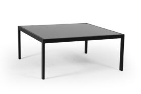 Leone soffbord svart med glasskiva 90x90 cm.