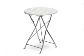 Hillerstorp Krögaren Bord Ø60 cm cafébord med stomme av förzinkat stål, bordsskiva i vitlaserat trä.