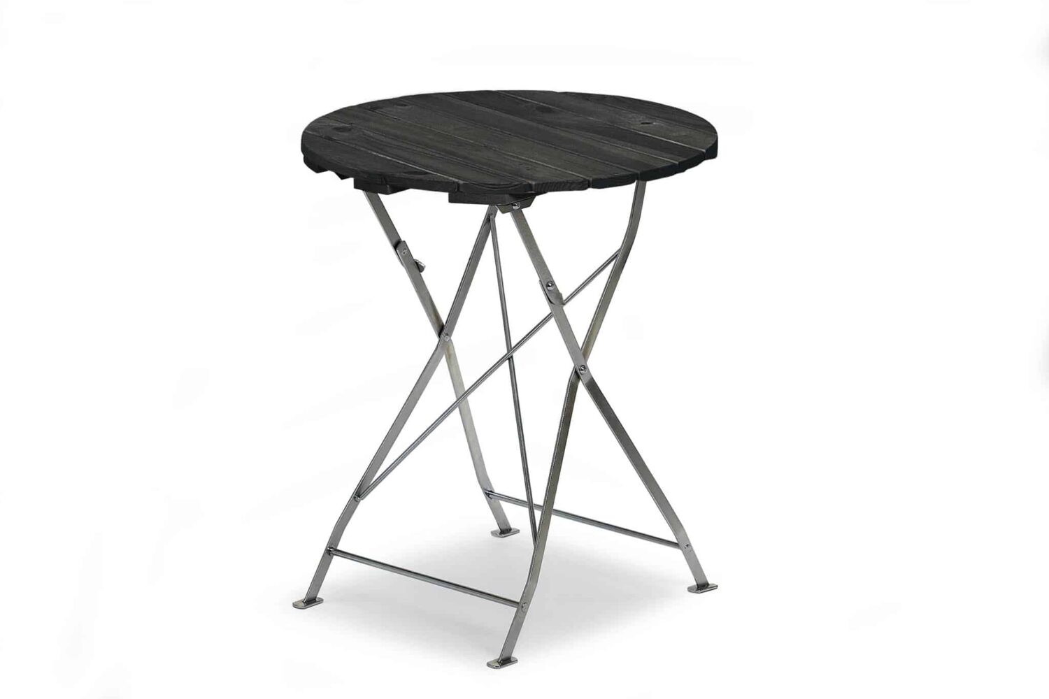 Hillerstorp Krögaren Bord Ø60 cm. Cafebord med stomme av förzinkat stål, bordsskiva i svartlaserad trä.