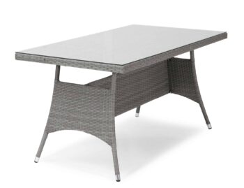 Hillerstorp Atlanta Bord 80X140 cm i 1-trådig grå konstrotting med härdad glasskiva.