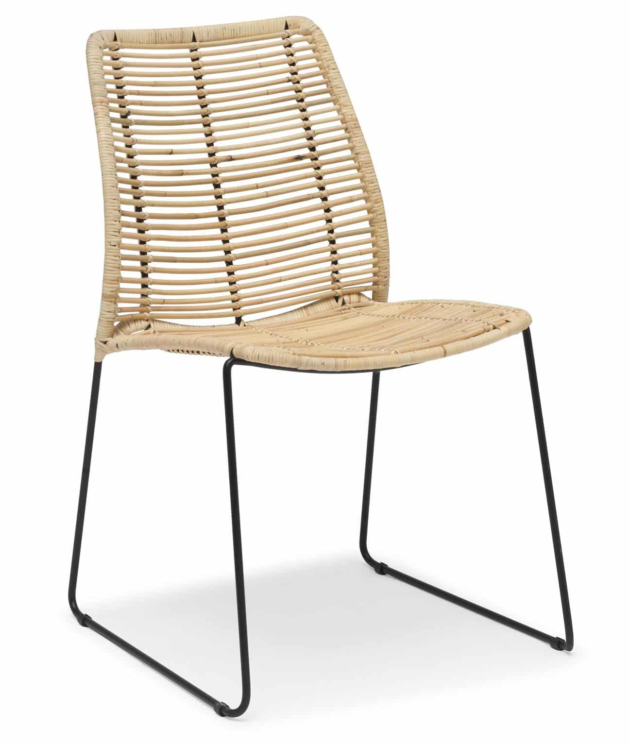 Hillerstorp Liljearp Stol Natur, stapelbar stol i naturfärgad naturrotting och svart stål.