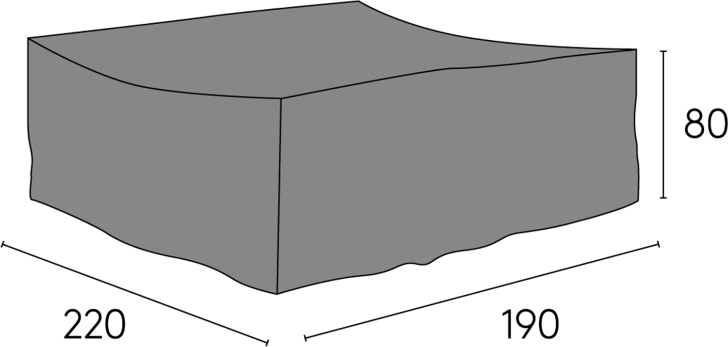 Möbelskydd i grå polyester/polyuretan, 190x220x80 cm. Passar till exempelvis Gotland (2 fåtöljer, 1 soffa och bord) och Valletta matgrupp.
