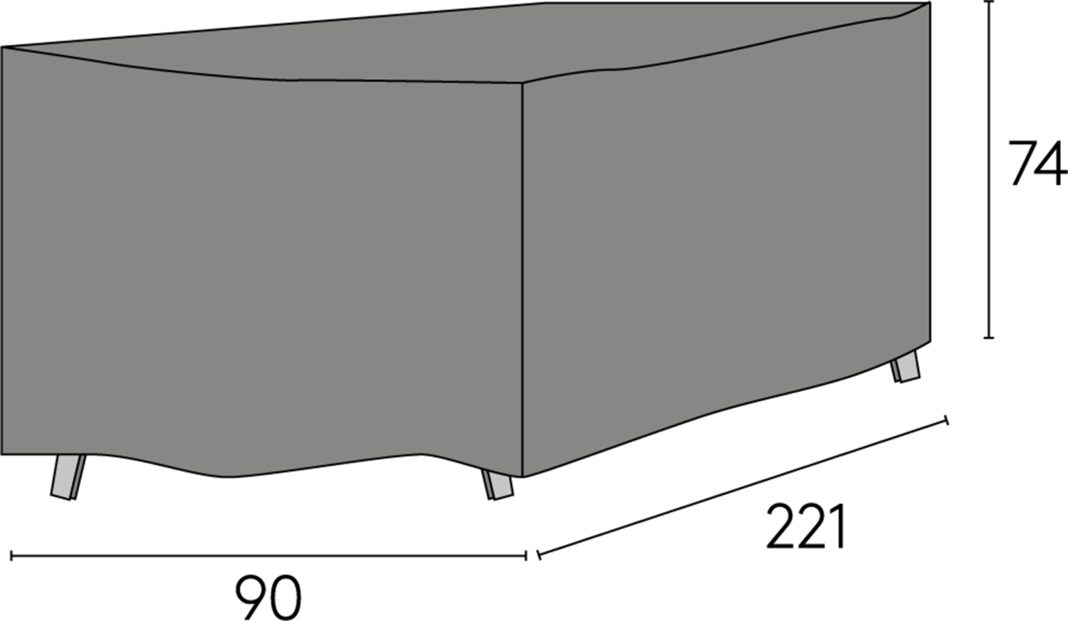 Möbelskydd i grå polyester/polyuretan, 221x91x74 cm. Passar till matbord så som Stoltö och Valletta.