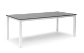 Hillerstorp Nydala Bord 96X220 cm i vitfärgad aluminium och bordsskiva i grå Gaumo.