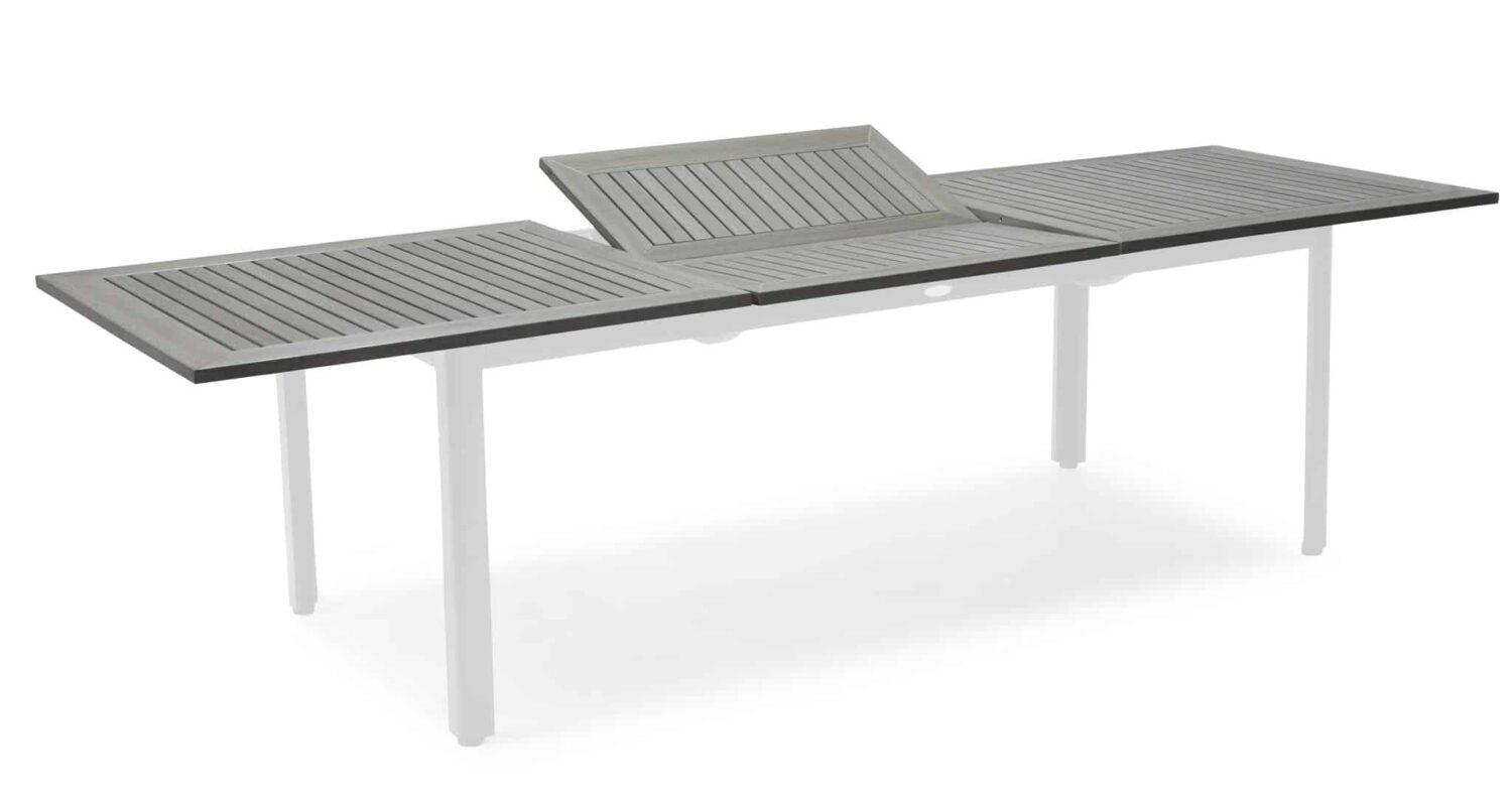 Hillerstorp Nydala Bord 90×200/280 cm i vitfärgad aluminium och bordsskiva i grå Gaumo.