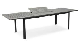Hillerstorp Nydala Bord 90×200/280 cm i svartfärgad aluminium och bordsskiva i grå Gaumo.