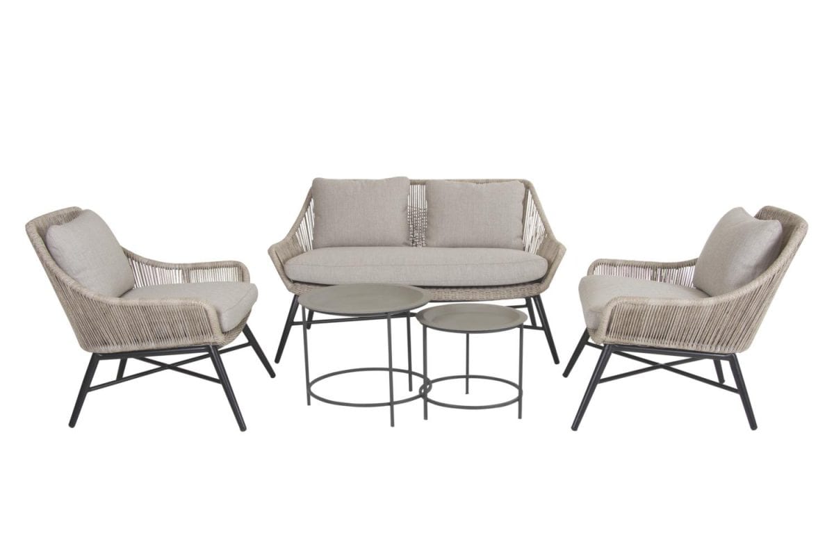 Brafab Pembroke Soffgrupp beige i twistad konstrotting och beige dynor i olefintyg.