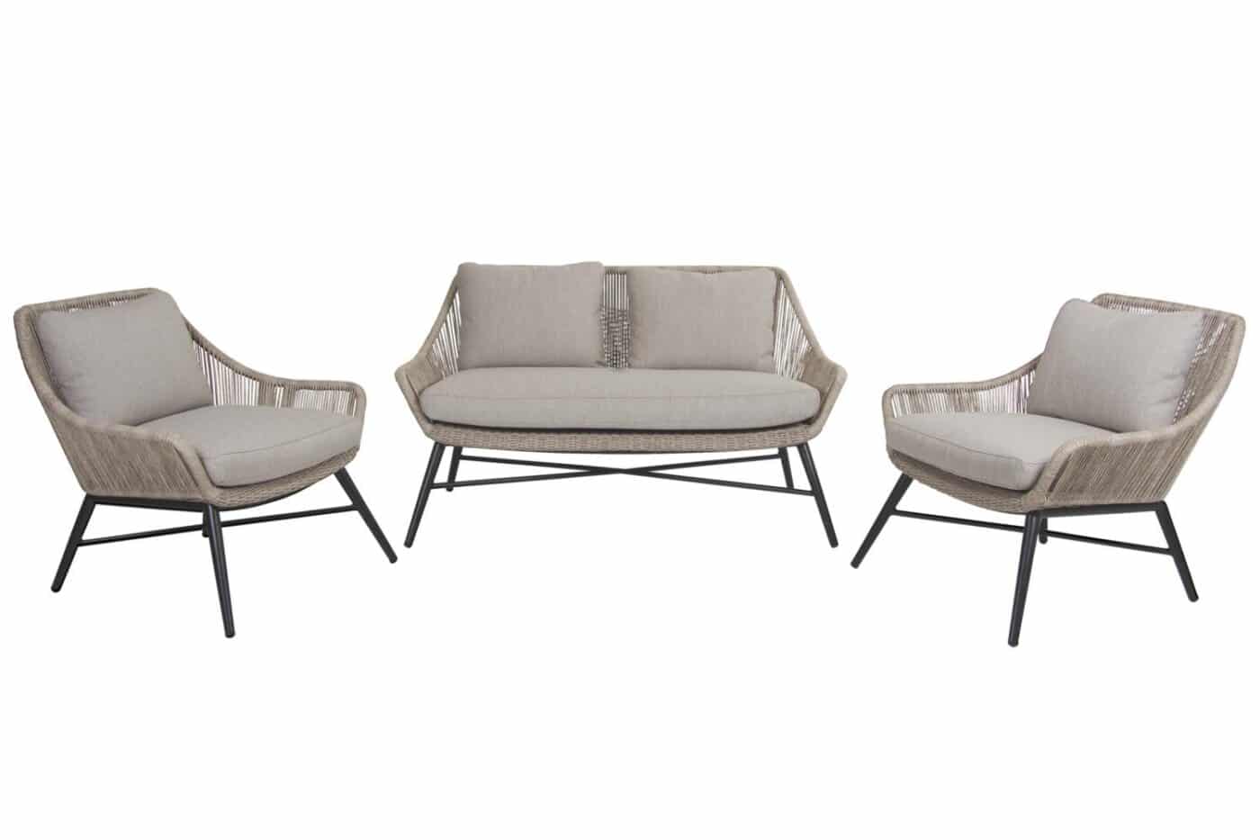 Brafab Pembroke Soffgrupp beige i twistad konstrotting och beige dynor i olefintyg.