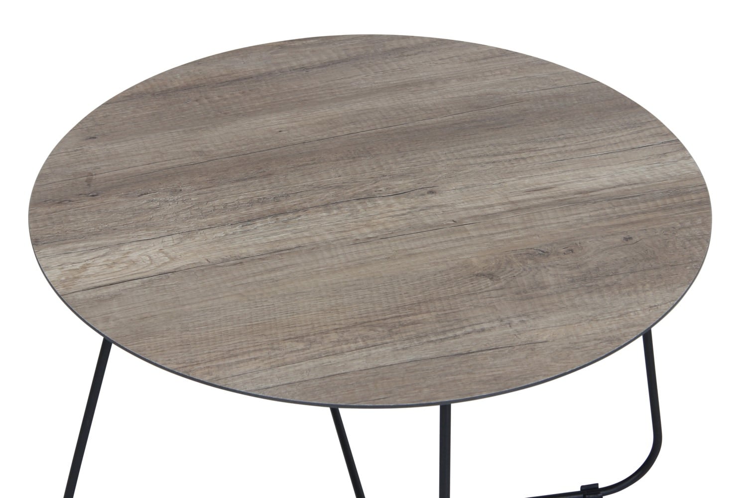 Brafab Taverny Soffbord, rund grå bordsskiva och nätt aluminiumstativ.