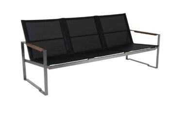 Brafab Gotland 3-sitssoffa i grått rostfritt stål och svart textilene.