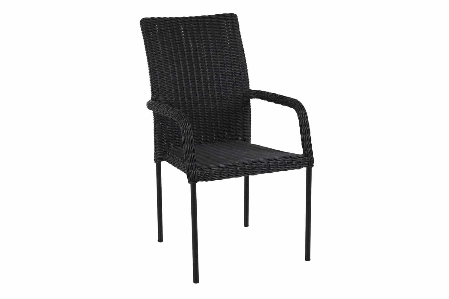 Brafab Nypon Stapelstol i svart aluminium och svart konstrotting.