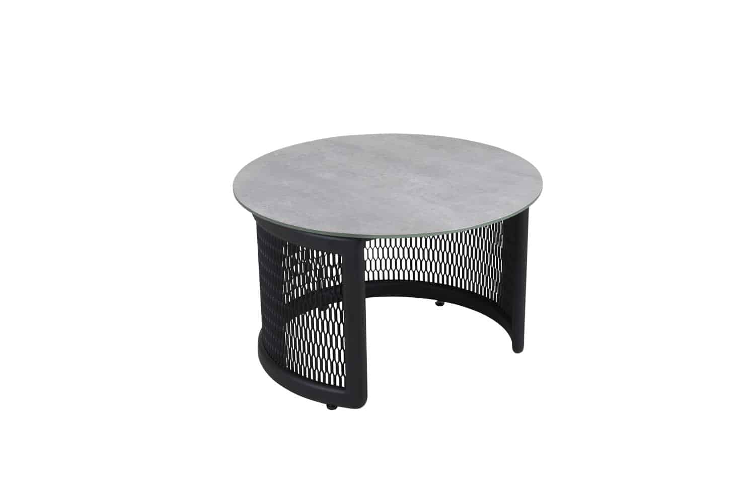 Brafab Virgo Loungebord Ø60 cm i svart aluminium och grå glasskiva.