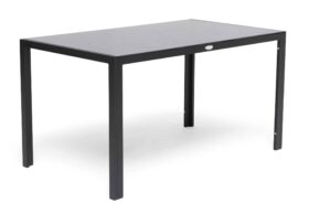 Hillerstorp Matbord 80x140 cm med stomme i svart aluminium och grå glasskiva.