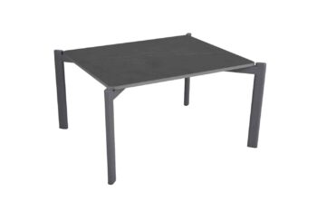 Brafab Hallavara Soffbord grå med storlek 56x66 cm H40 cm med matt antracitgrå stomme i rostfritt och bordsskiva i mörkgrå 12 mm kompositsten med stenlook.