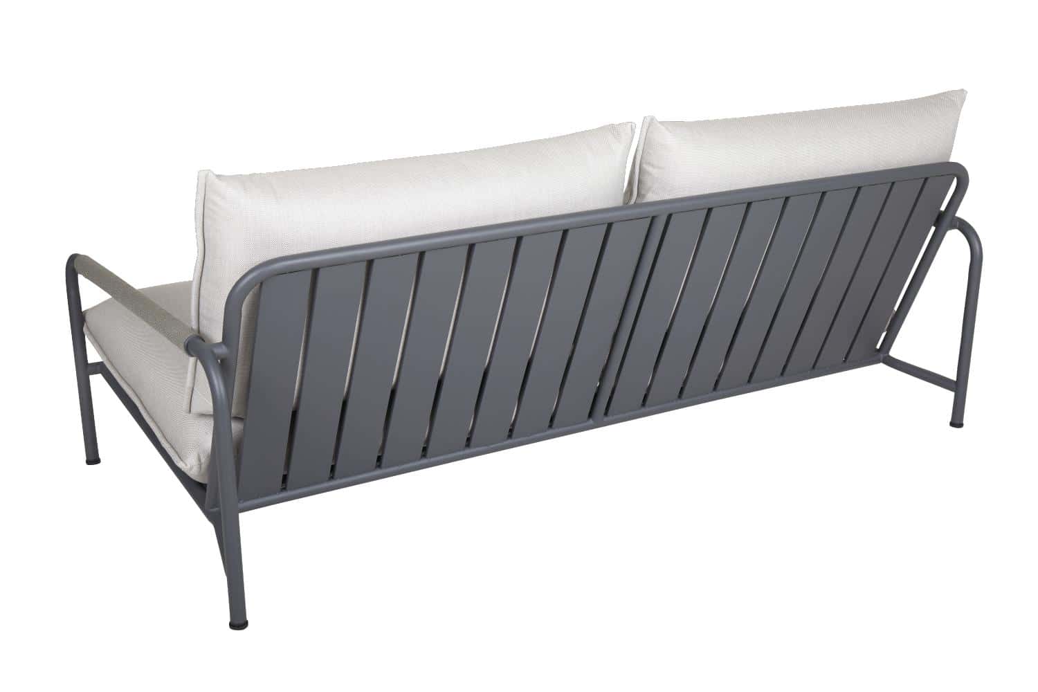 Brafab Lerberget Soffa grå är en 2,5-sitssoffa i antracitgrå aluminium och askfärgade dynor i akryl.