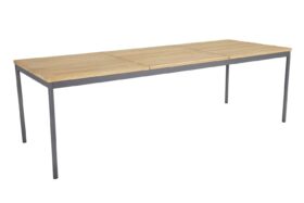 Brafab Nox Matbord grå/teak 240x90 cm H73 cm med benställning i antracitgrå aluminium och bordsskiva i premium teak.