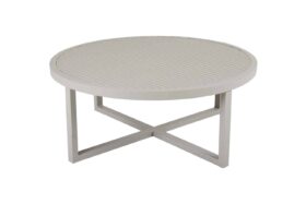 Brafab Vevi Soffbord khaki Ø100 cm, höjd 40 cm är ett snyggt soffbord i beige/khakifärgad underhållsfri aluminium.