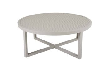 Brafab Vevi Soffbord khaki Ø100 cm, höjd 40 cm är ett snyggt soffbord i beige/khakifärgad underhållsfri aluminium.