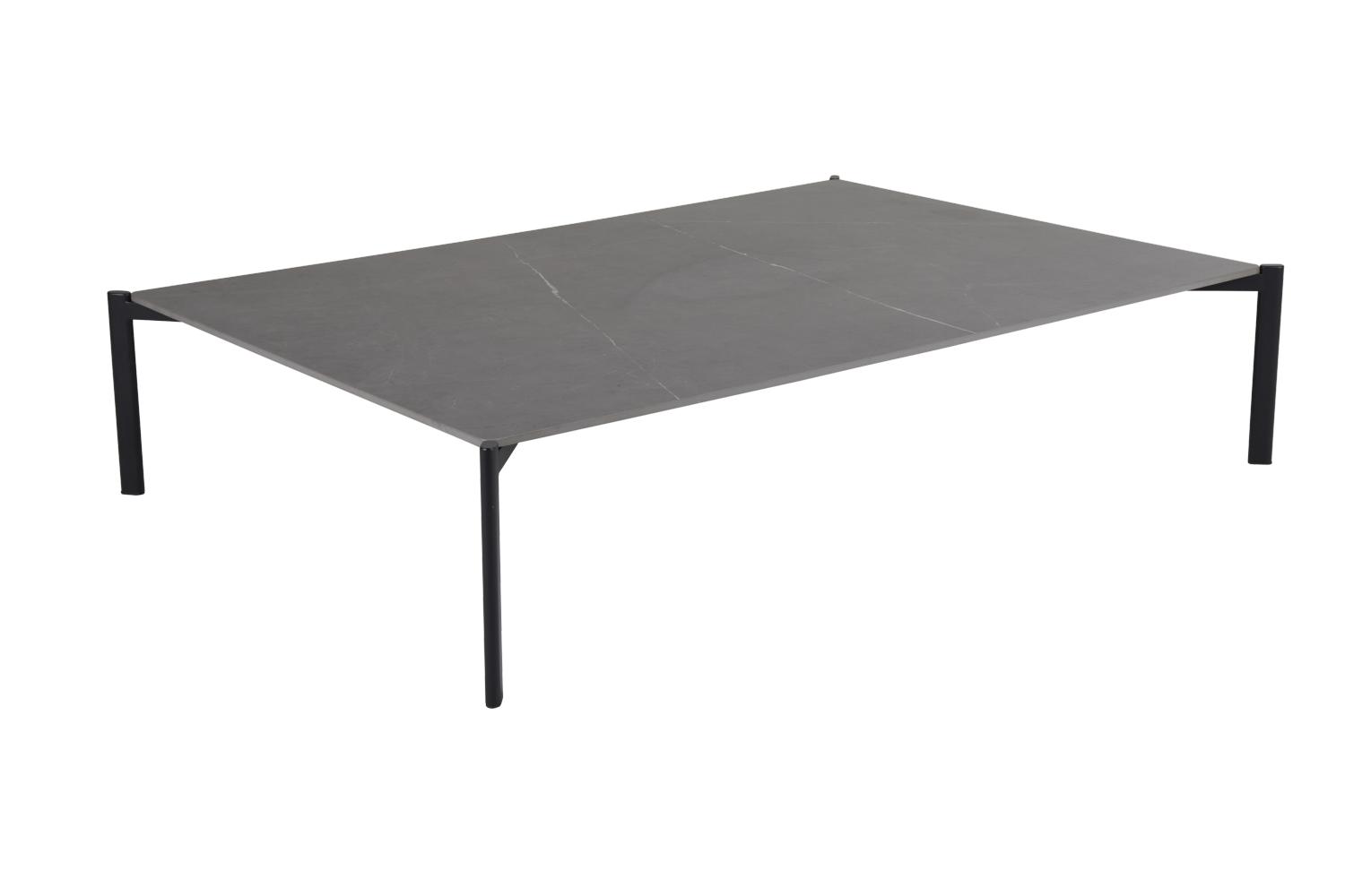 Brafab Hallavara Soffbord svart 162x112 cm med matt svart stomme i rostfritt och bordsskiva i mörkgrå 12 mm kompositsten med stenlook.