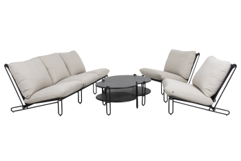 Brafab Blixt Soffgrupp svart/cley beige med 2 st. bord